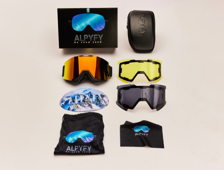 Ekspertpakke med goggles fra Alpyfy og tre ulike linser
