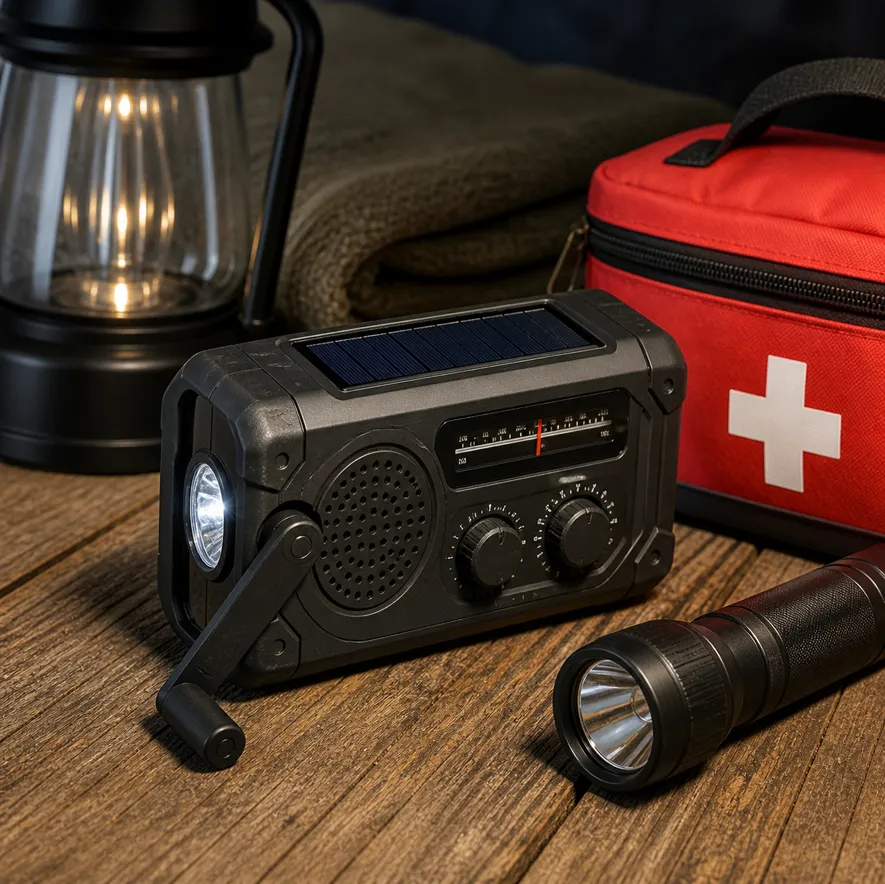 Dynamoradio med sveiv for kriseberedskap og nødsituasjoner