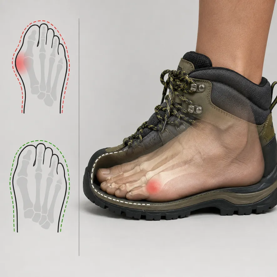 Fjellstøvler med bred tåboks for hallux valgus - ekstra plass til knuten ved stortåen