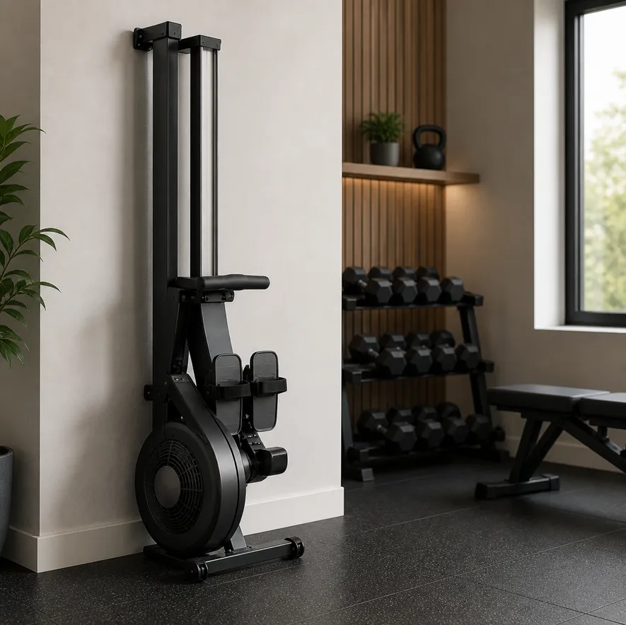Sammenleggbar romaskin til hjemmegym - plassbesparende design med oppfellbar skinne