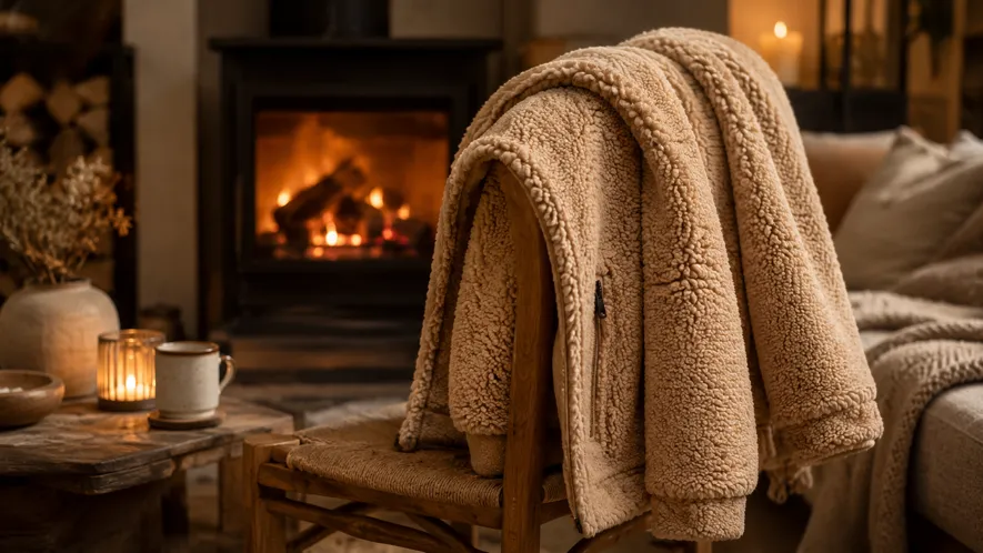 Teddyjakke i myk og fluffig teddyfleece - varm og lun jakke til høst og vinter